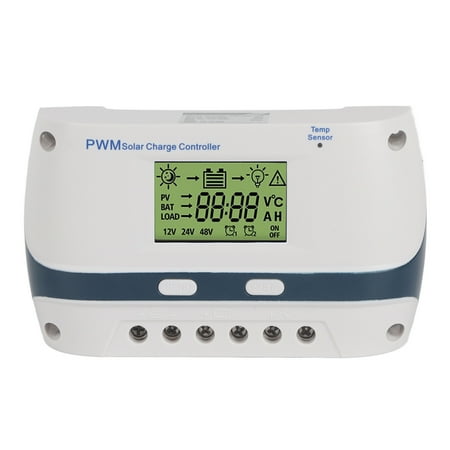 

PWM Solar Charge Controller 60A 12V 24V 48V IP32 Waterproof Parameters Adjustable Temperature Compensation LCD Display