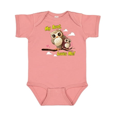 

Inktastic My Aunt Loves Me Owl Gift Baby Boy or Baby Girl Bodysuit