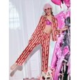 thumbnail image 5 of Ekouaer Womens Silk Pajama Set Satin Long Sleeve Button-Down Top and Pants with Ruffle Soft Sleepwear, 5 of 6