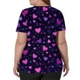 thumbnail image 4 of Stichou Valentines Scrub Tops for Women Plus Size Love Heart Graphic Holiday Short Sleeve Working Uniforms Soft V Neck Casual Tops with Pockets Purple S, 4 of 5