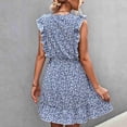 thumbnail image 3 of Vestido floral de verano para mujer Ticfox con manga casquillo y volantes en V, 3 of 5