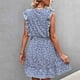 thumbnail image 2 of Vestido Floral Para Mujer, Agradable A La Piel, Transpirable, Cuello En V, Volantes, Manga Casquillo, Elegante Botón Frontal Para Vacaciones ANGGREK Azul oscuro L, 2 of 5