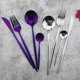 thumbnail image 2 of Juego de cubiertos JASHII de acero inoxidable, 24 piezas, color morado, 2 of 5
