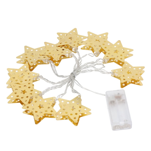 Cadena de luces LED con forma de estrella, cadena de luces para festival musulmán del este, decoraciones Islam Eid Ramadán Mubarak para tienda de campaña al aire libre, sala de estar, luz blanca pura