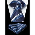 thumbnail image 7 of Boys Tie Pre-Tied Pocket Square Set Adjustable Strap Kids Neckties Age 8-12 Years Navy Stripe Ties, 7 of 7