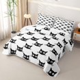 thumbnail image 3 of Manfei Cat Head Twin Quilt Set, Cute Kitten Face Twin Coverlet Set, Black White, 2pcs, 1 Bedspread and 1 Pillowcase, 3 of 7
