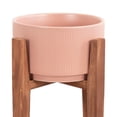thumbnail image 3 of hometrends Twinny Pink Plant Stand with Pot, 3 of 8