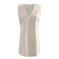 thumbnail image 4 of Vestido sin mangas de lino con cuello en V para mujer - Corte ajustado, color liso, falda chaleco de verano - S-XXL, 4 of 4