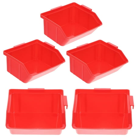 WRITWAA 5-Pack Red Plastic Storage Boxes for Warehouse Parts Organizer Tool Storage Containers WRITWAA 5-Pack Red Plastic Storage Boxes for Warehouse Parts Organizer Tool Storage Containers