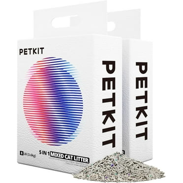 PETKIT Everclean 5 in 1 Mixed Cat Litter,Strong Clumping Cat Litters,Odor Control and Unscented Ultra Absorbent Water Flushable Bentonite Tofu Cat Litter,Dust-Free,8 lbs/Bag
