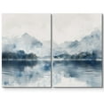 thumbnail image 3 of IDEA4WALL Canvas Print Wall Art Set Lake and Mountain Landscape Serene Watercolor Scenery in Cool Blues Modern Digital Art Wall Decor Minimal Contemporary for Home Decor - Canvas 24"x36"x2, 3 of 5