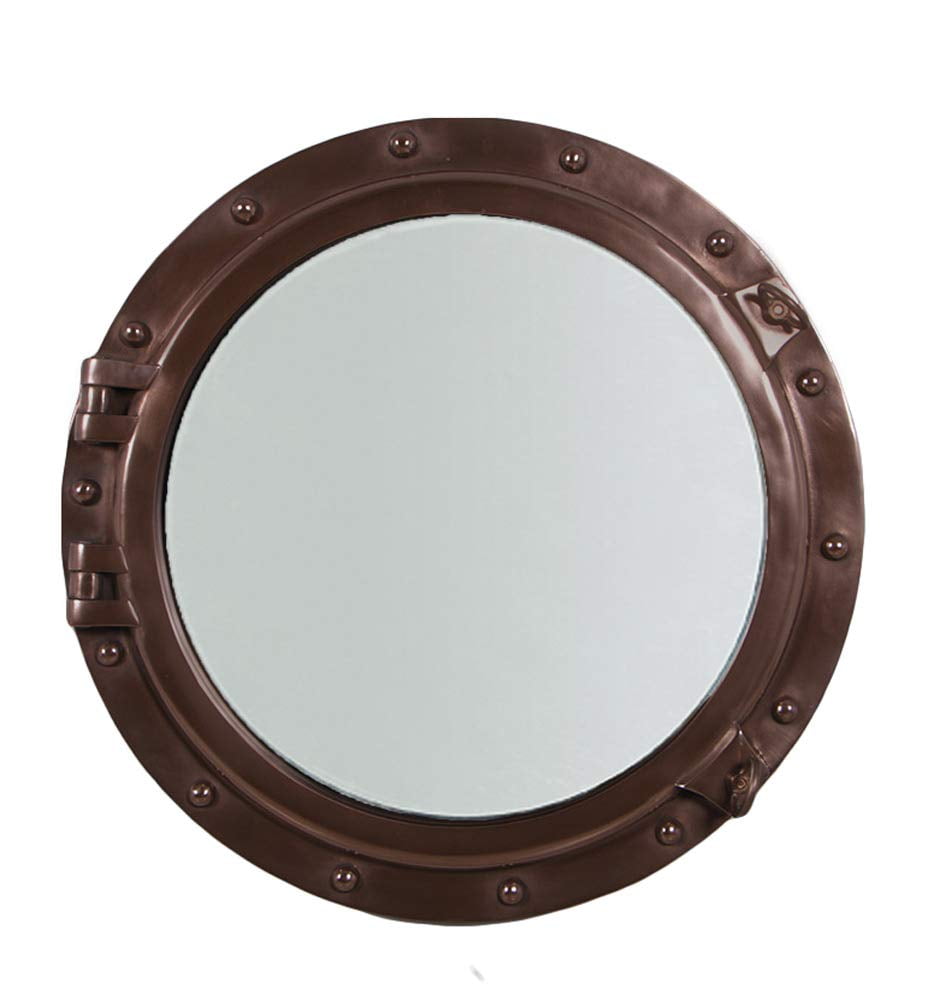 Gold Resin Porthole Mirror 17" Diameter  Home Decor 