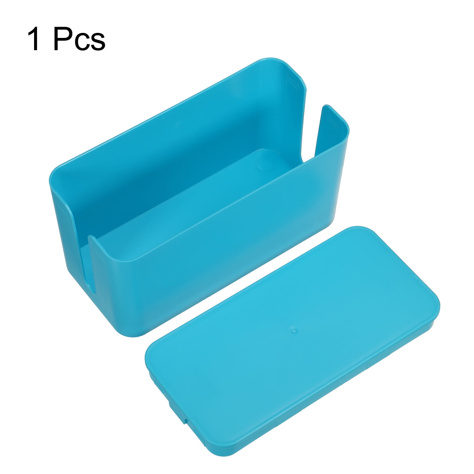 Uxcell Cable Management Box PP Cord Organizer Box w Tie to Hide Wires & Power Strips for Home Small Blue