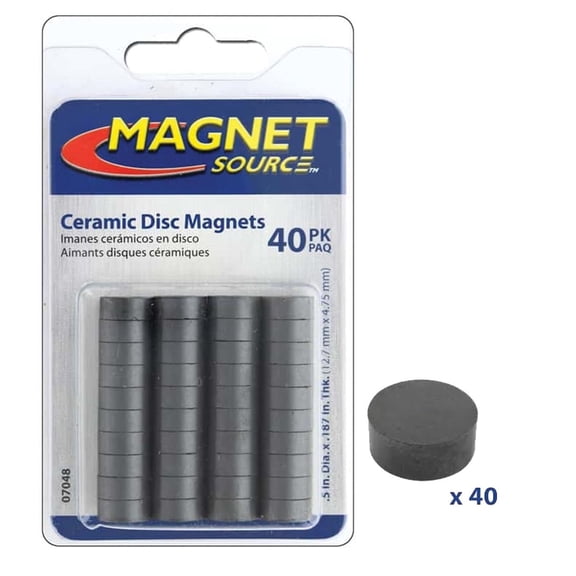 The Magnet Source Magnet Ceramic Disc 1/2" 40pc