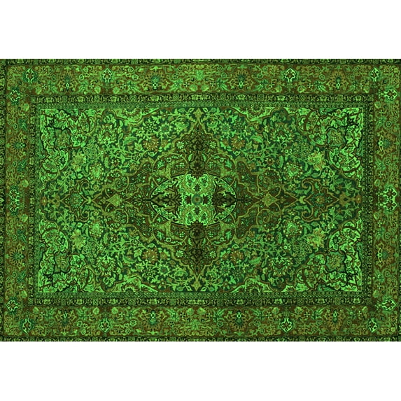 Ahgly Company Indoor Rectangle Persian Green Traditional Area Rugs, 4' x 6'