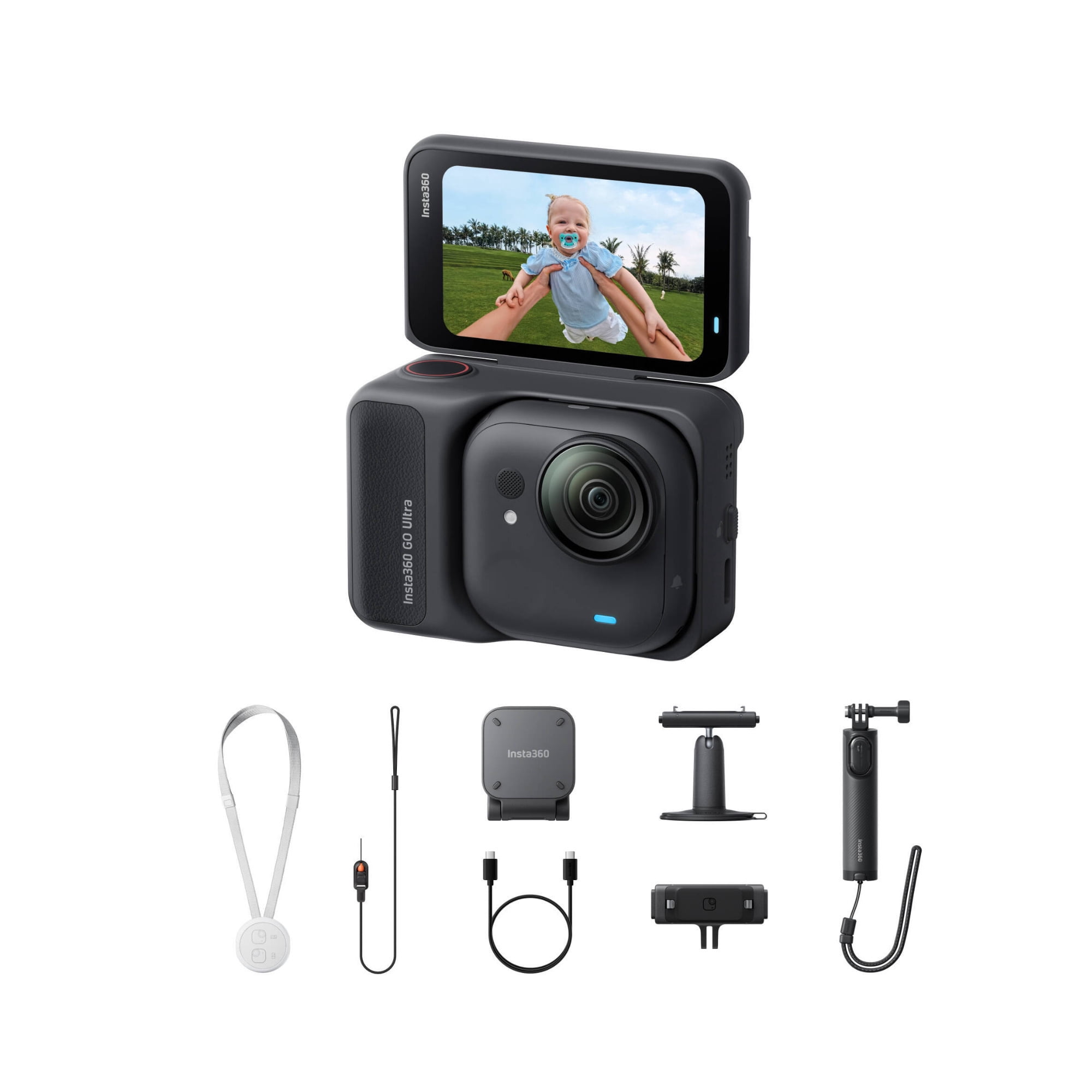 Insta360 GO Ultra Creator Bundle (Black) with 128GB Memory Card, Hard Case and Accessories