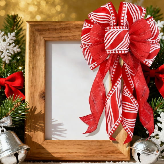 karymi Festive Christmas Bow Ornament with Gold Edged Ribbon for Tree Wreath Gift Decorations Bedroom Decor Super Savings Week Super Savings Week Weekly flyer