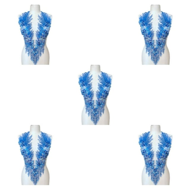maskred Sturdy And Durable Lace Applique With 3D Beads And Rhinestones With Materials Are Sturdy And Durable Multiple Colors blue A 5Set