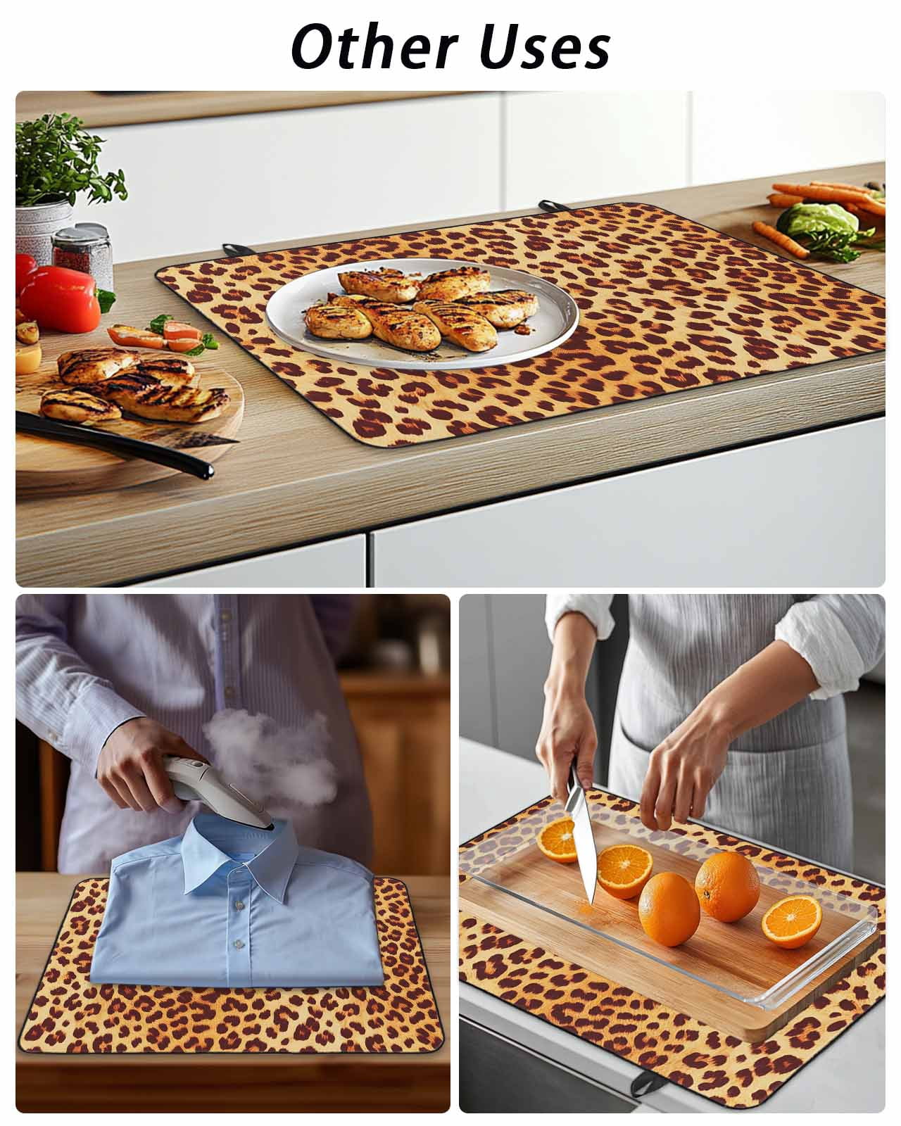 Stove Top Covers for Electric Stove, Leopard Texture Print Glass Stovetop Cover Protector, Orange Yellow Retro Farmhouse Induction Cooktop Protector Oven Mat for Kitchen Countertop 24"x21"