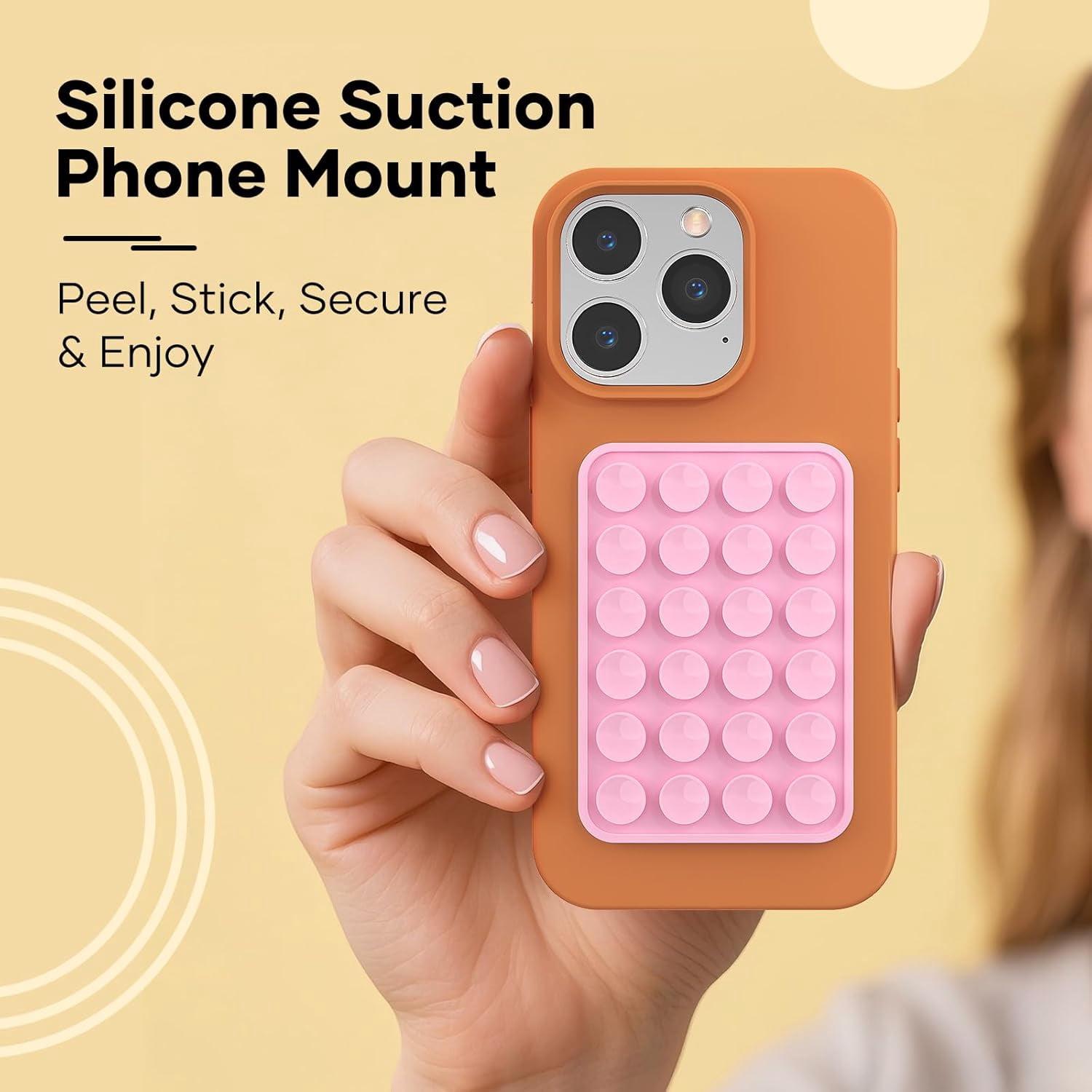 MKEUDQ-Silicone Phone Sticky Grip, Suction Phone Case Mount for iPhone and Android, Hands-Free Sticky Cell Phone Grip, Mobile Fidget Mirror Holder for Selfies and Videos