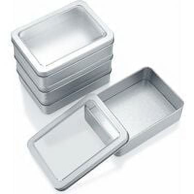 4 Piezas Pequeñas Latas de Metal con Tapas, Frasco Cosmético de Metal Vacío Portátil, Cajas de Almacenamiento de Metal Rectangulares para Regalos de Dulces, 4.9 x 3.54 x 1.4 Pulgadas
