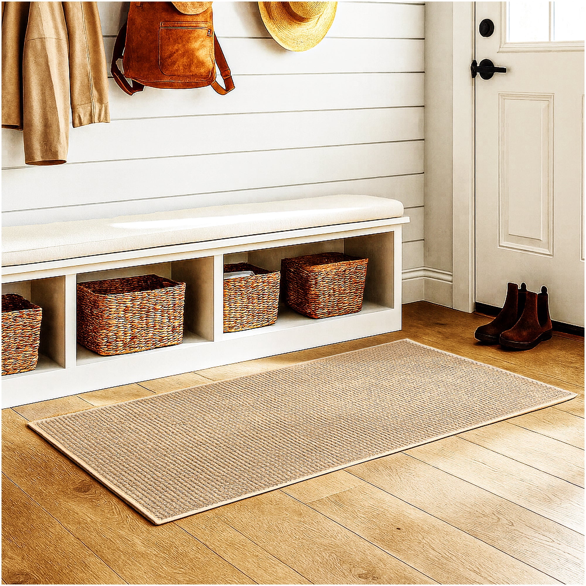 2'x3' Soft and Durable Interlace Indoor - Outdoor Area Rugs Lightweight and Flexible for Easy Cleaning and Transport (Color: Chestnut)