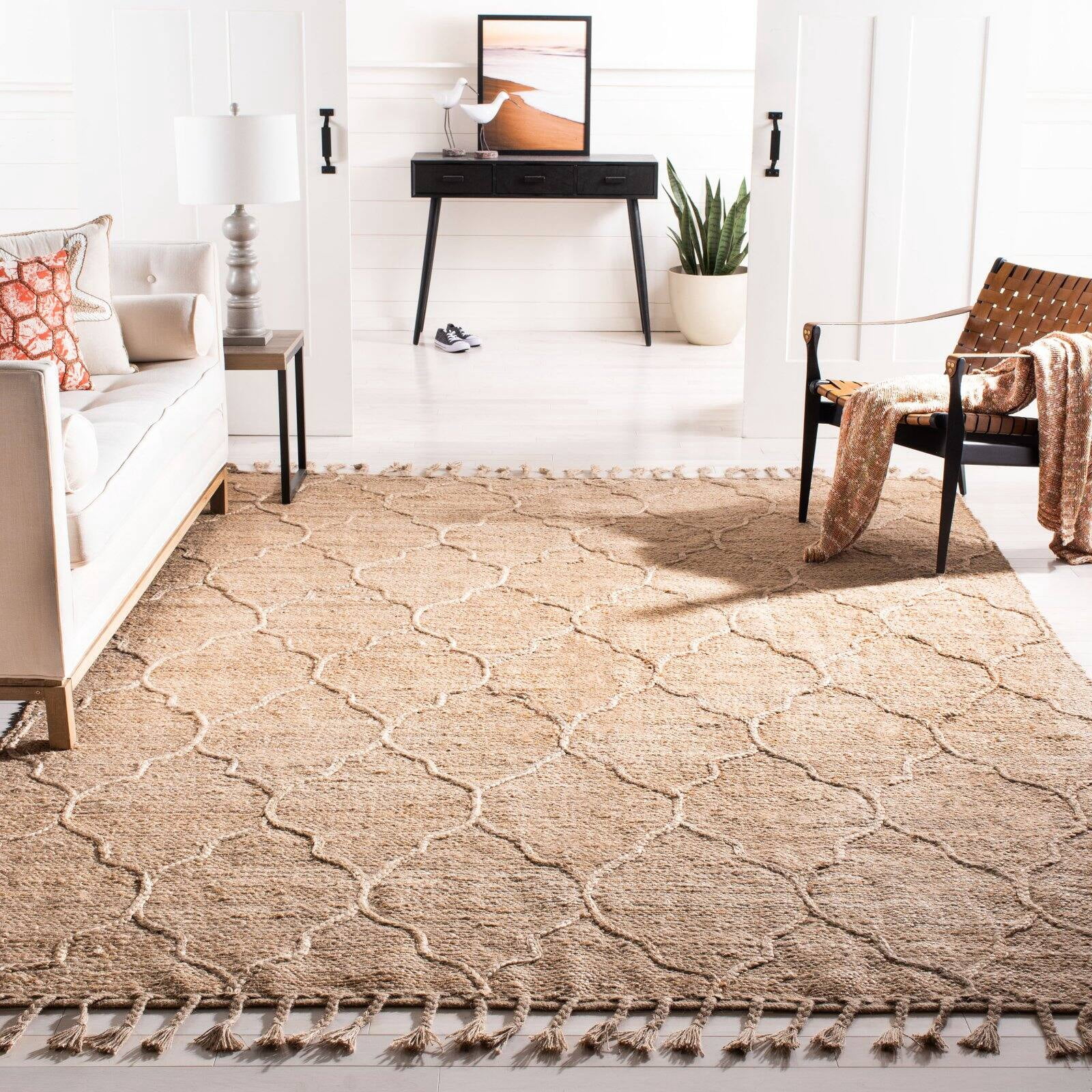 SAFAVIEH Natural Fiber Cohen Geometric Jute Area Rug, Natural, 6' x 6' Square