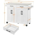 thumbnail image 4 of Brezey 42” L x 18” W x 36” H Mobile Kitchen Island - Premium Stainless Steel Top, Double Drawers & Cabinets - Multifunctional Rolling Workstation for Kitchens, Dining Areas & Entertaining，White, 4 of 24