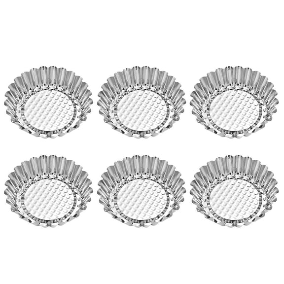 Raindrops 6Pcs Egg Tart Molds Stainless Steel Reusable Cupcake Moulds Flower Shape Easy Demoulding Home Kitchen Baking