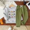 thumbnail image 2 of HCNTES Toddler Baby Boys Girls Fall Clothes Farm Animal Outfit Horse Cow Chicken Sweatshirt and Jogger Pants Set(W98-Grey,2-3 Years), 2 of 7