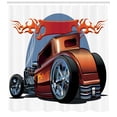 thumbnail image 3 of Ambesonne Cars Shower Curtain, Cartooon Hot Rod Classic, 69"Wx75"L, Orange Blue Black, 3 of 3