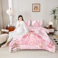 thumbnail image 4 of Homewish Kawaii Princess Dress Queen Comforter Set for Girl, Romantic Love Heart Bedding Sets, Pink Fashion Reversible Bedding Comforter Set, Lightweight Room Decor, 3 Pieces, 4 of 8