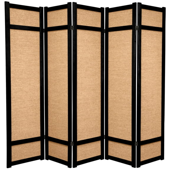 6 ft. Tall Jute Shoji Screen - 5 Panel - Black
