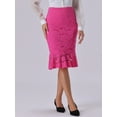 thumbnail image 3 of DARING DIVA Women's Lace Knee Length Bodycon Fishtail Skirt S Hot Pink, 3 of 6