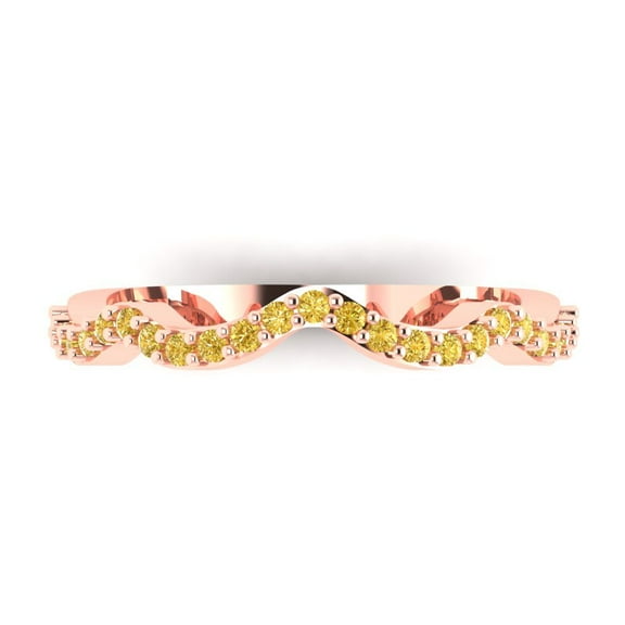 0.23 ctw Wedding Band for Women - 18K Rose Gold Natural Citrine Stackable Eternity Ring