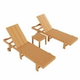 thumbnail image 2 of 3 Piece Modern Poly Reclining Chaise Lounge With Wheels, Teak, 2 of 4