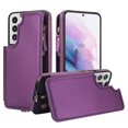 thumbnail image 2 of Compatible with Samsung Galaxy S22 Crossbody Wallet Phone Case,RFID Blocking PU Leather Shockproof Phone Case Women Men Kickstand flip Back Wrist Strap Zipper Credit Card Holder Slots,Darkpurple, 2 of 8
