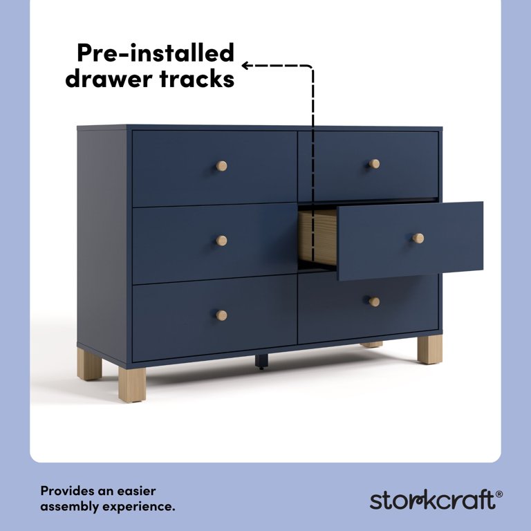 crate and barrel blue dresser Parke 36" Navy Blue Wood 4-Drawer Kids Dresser