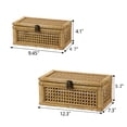 thumbnail image 5 of Rattan Decorative Box, Boho Display Boxes with Lids, Set of 2 Rectangular Wicker Storage Basket, Natural Woven Cane Bins for Home Decor, 5 of 7
