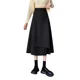 thumbnail image 5 of Falda de corte A para mujer de talla grande, diseño drapeado de cintura alta, adelgazante, de longitud media, para otoño/invierno, falda no regular de talla grande, 5 of 5