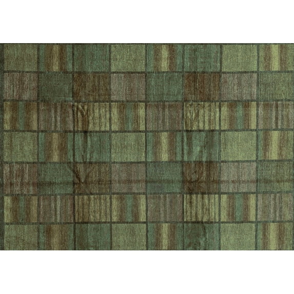 Ahgly Company Machine Washable Indoor Rectangle Abstract Turquoise Blue Modern Area Rugs, 5' x 7'