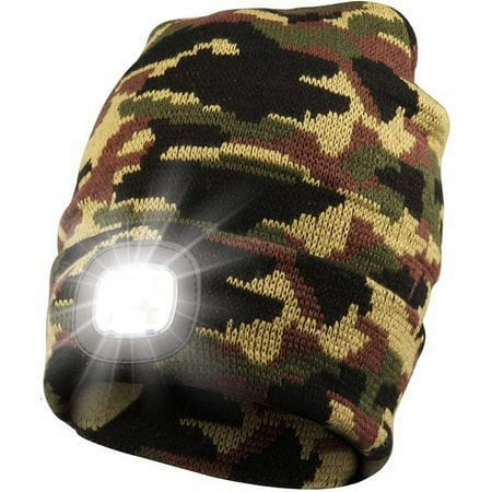 Babibeauty LED Hat Headlamp Rechargeable Flashlights Beanie Hat with Light Warm Winter Knitted Cap Light Hunting Unique Christmas Gifts Camping Fishing Gifts for Men Dad Papa Men Boyfriend(Camo Green)