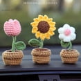thumbnail image 5 of Sunflower Tulip Wool Weaving Handmade Diy Bouquet Small Potted Simulation Flower Self-Woven Material Bag Crochet Flower, 5 of 12
