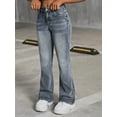 thumbnail image 4 of OYYN Girls High Waisted Wash Flare Jeans, Vintage 90s Stretch High Rise Bootcut Denim Pants for Casual Streetwear, Everyday Wear, 4 of 9