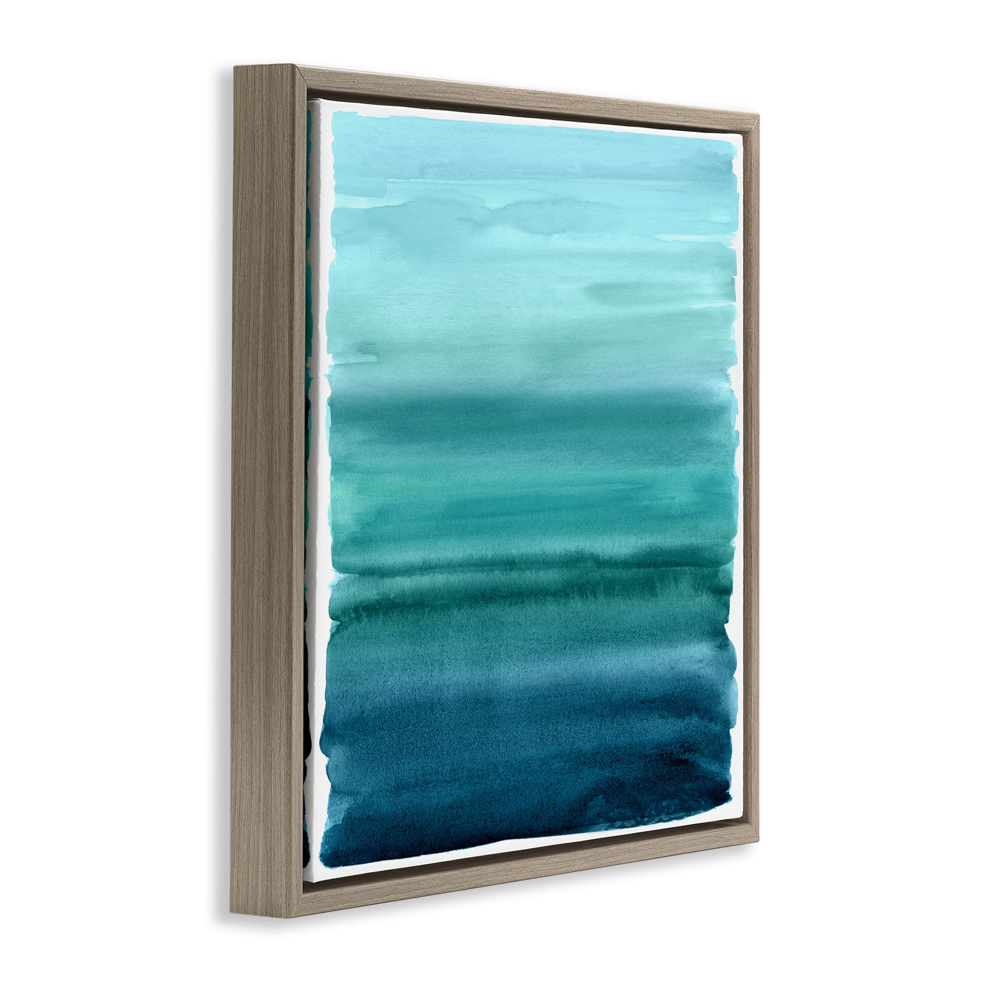 Stupell Industries Aqua Ombre Gradient Brown Framed Floater Canvas Wall Art, design by Allie Corbin