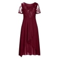 thumbnail image 4 of Telankuip Elegant Lace Mother of the Bride Dresses for Wedding V-Neck Short Sleeves Tea Length Chiffon Formal Evening Dress for Women Irregular Hem Flowy Midi Dresses XL, 4 of 6
