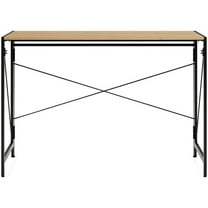 Pemberly Row 43 inch Metal Folding Home Office Desk Black/Teak
