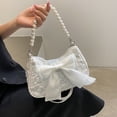 thumbnail image 7 of Jiibva Bow Pearl Shoulder Bag Retro Bow Handbag Fashionable Pearl Armpit Bag Large Capacity Underarm Bag Sweet Crossbody Bags, 7 of 7