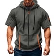 thumbnail image 2 of Short Sleeve Hoodies for Men Summer Fall Drawstring Loose Hooded Sweatshirt with Pockets Casual Zip Up Jacket Outerwear, 2 of 4