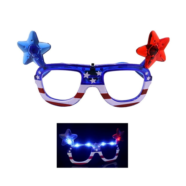 Glasses for Outdoors LED Light Up Flag Patriotic Eye Wear for Celebrations Party Props Fourth Of July